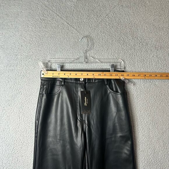 Shinestar Pants Womens M Black Super High Waist Faux Leather Pants Nightout NEW - Picture 4 of 11